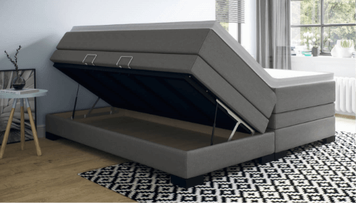 Boxspringbett mit geöffnetem Bettkasten Boxspringbett mit geöffnetem Bettkasten
