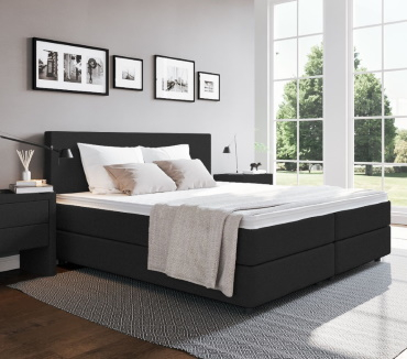 Boxspringbett in Schwarz