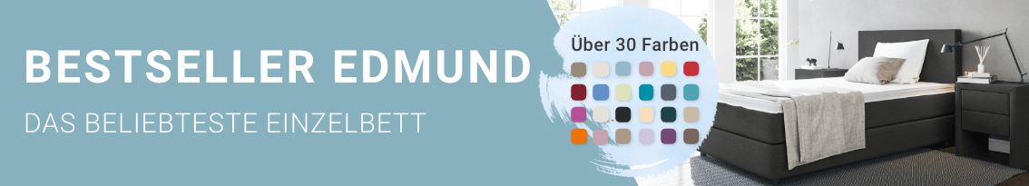 Bestseller Einzelbett Edmund in modernem Schlafzimmer, Hinweis auf über 30 Farben verfügbar