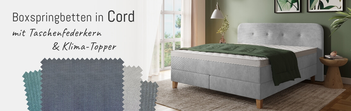 Boxspringbett in Cord